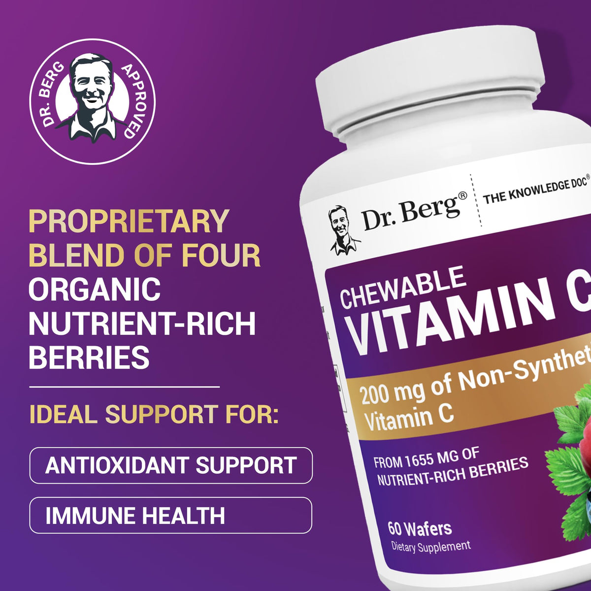 Dr. Berg nutritionals non-GMO chewable vitamin C complex organic berries.