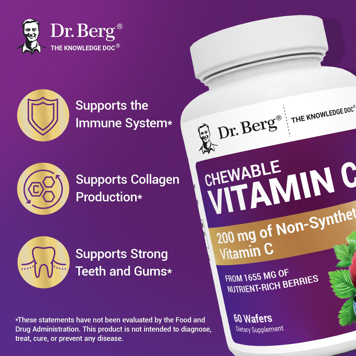 Dr. Berg antioxidant whole food vitamin C wafers for daily immunity.