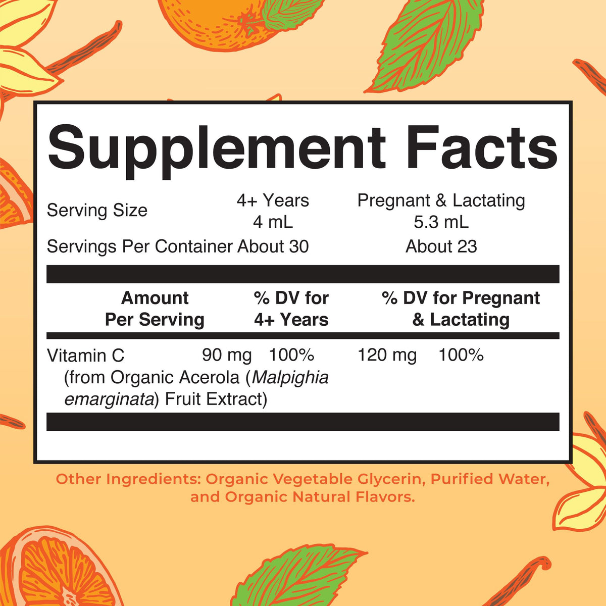 MaryRuth Organics Vitamin C liquid drops orange vanilla flavor amber bottle