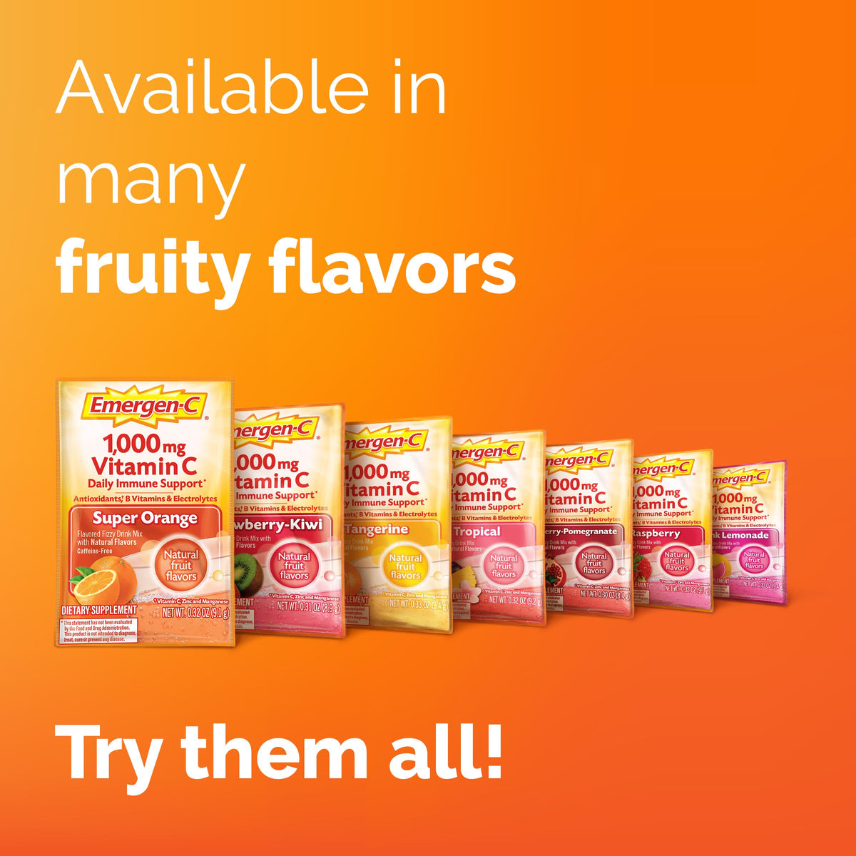 Emergen-C daily wellness drink powder dissolving in a glass of water