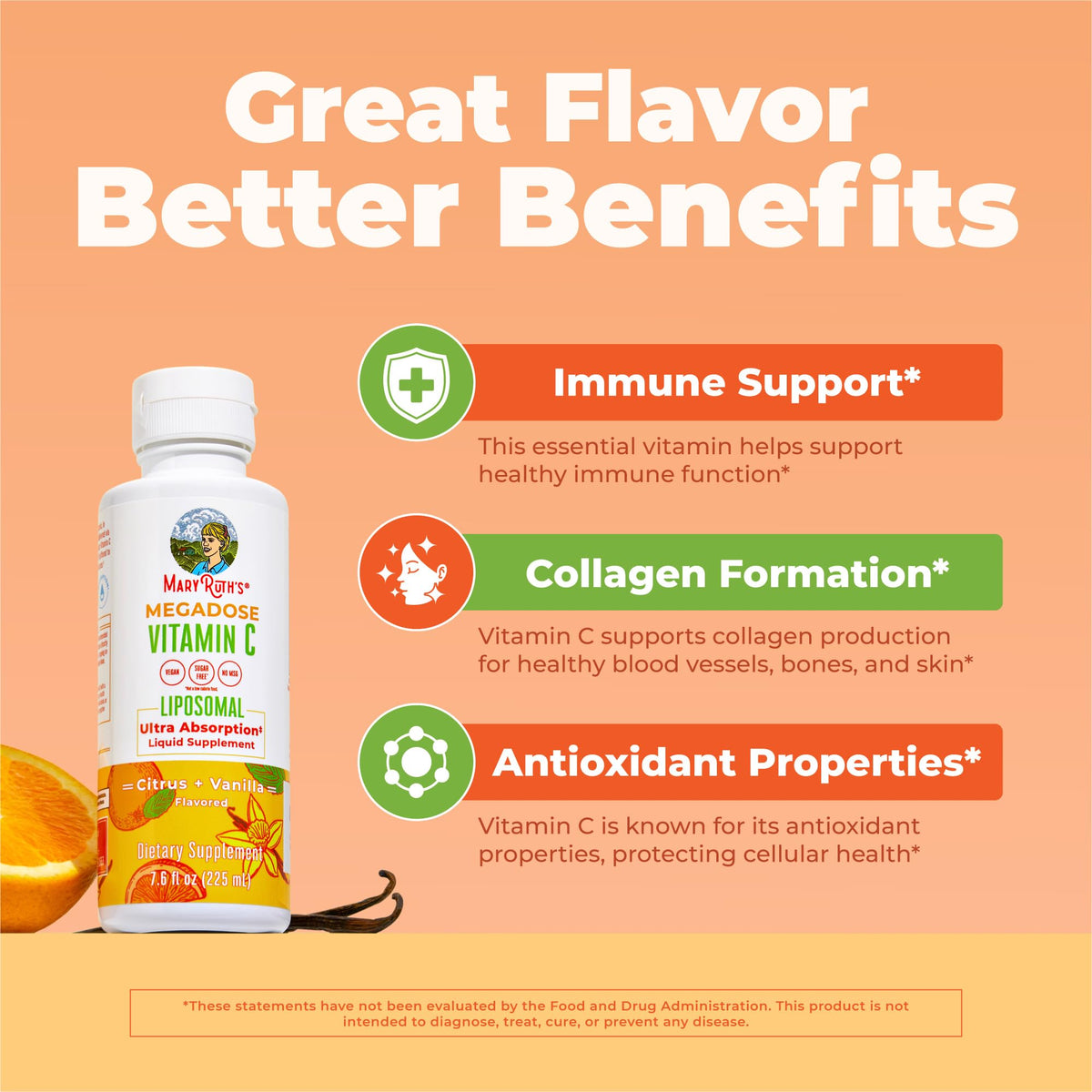 MaryRuth Organics 500 milligram liposomal vitamin C vegan immunity booster bottle