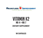 Side view of Relentless Improvement bone and arterial health supplement bottle