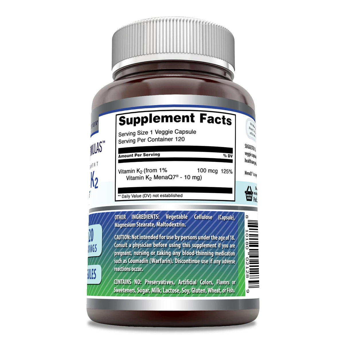 Amazing Formulas Vitamin K2 MK7 authentic imported supplement bottle angle