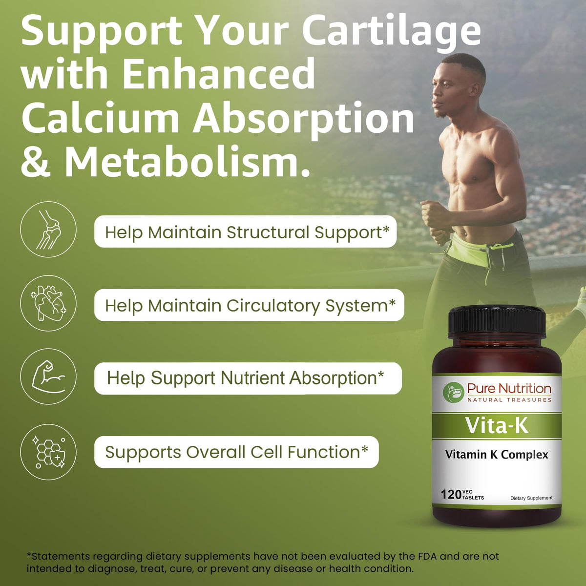 Pure Nutrition 2250 Mcg Vitamin K complex vegetarian tablets bottle angle view