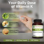 Authentic imported USA Pure Nutrition Vitamin K complex packaging base details