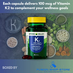 Fusion Shop Vitamin K2 60 softgels dietary supplement packaging highlighting the gluten free formula.