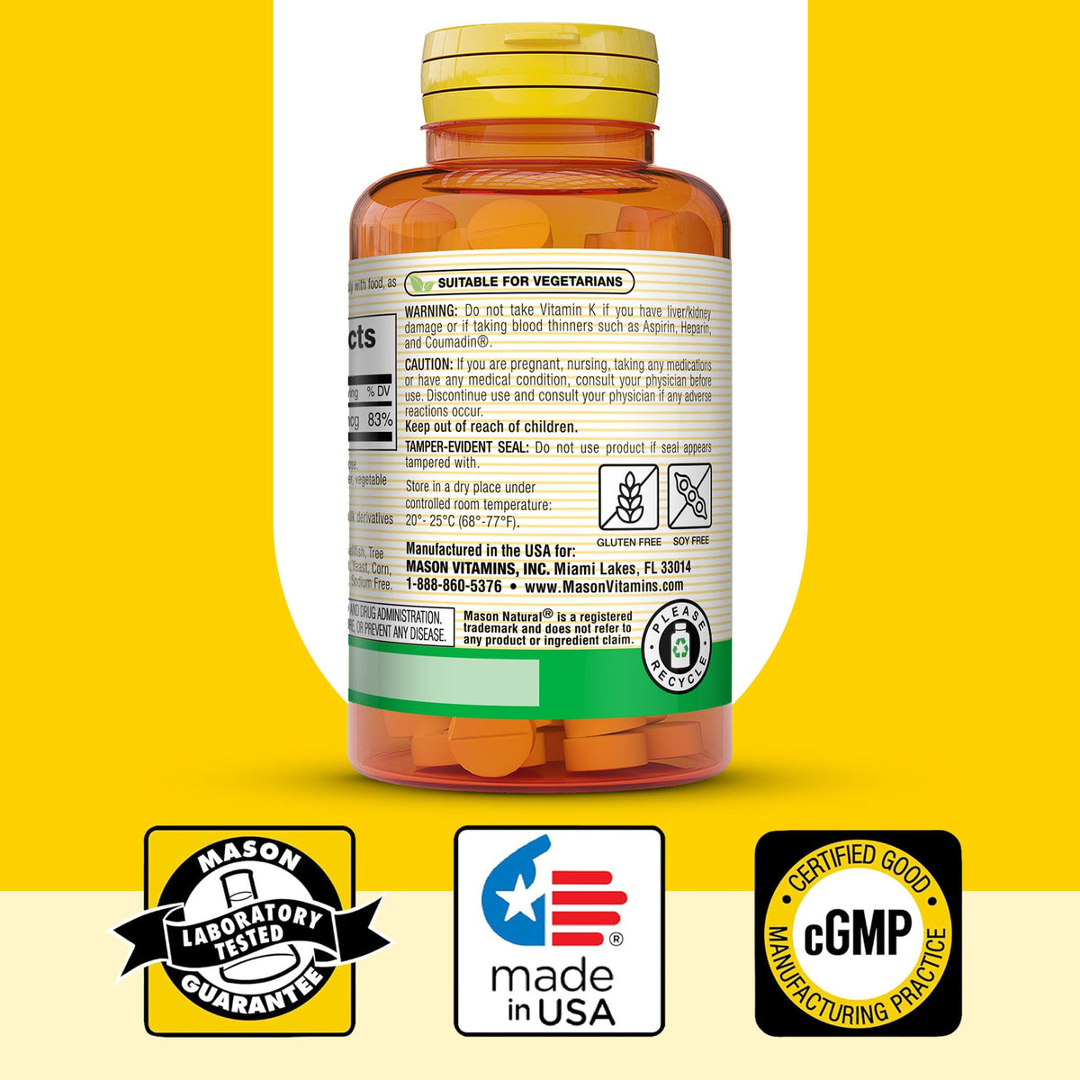Mason Natural Vitamin K 100 tablets showing calcium absorption benefits