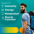 Close-up view of the premium gelatin-free chewable men's health vitamins by Centrum brand.
