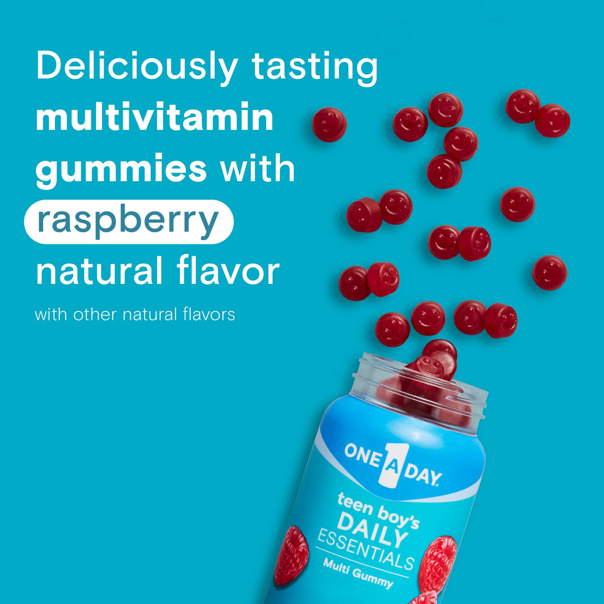 Authentic One A Day dietary supplement packaging displaying serving size of two gummies per day.