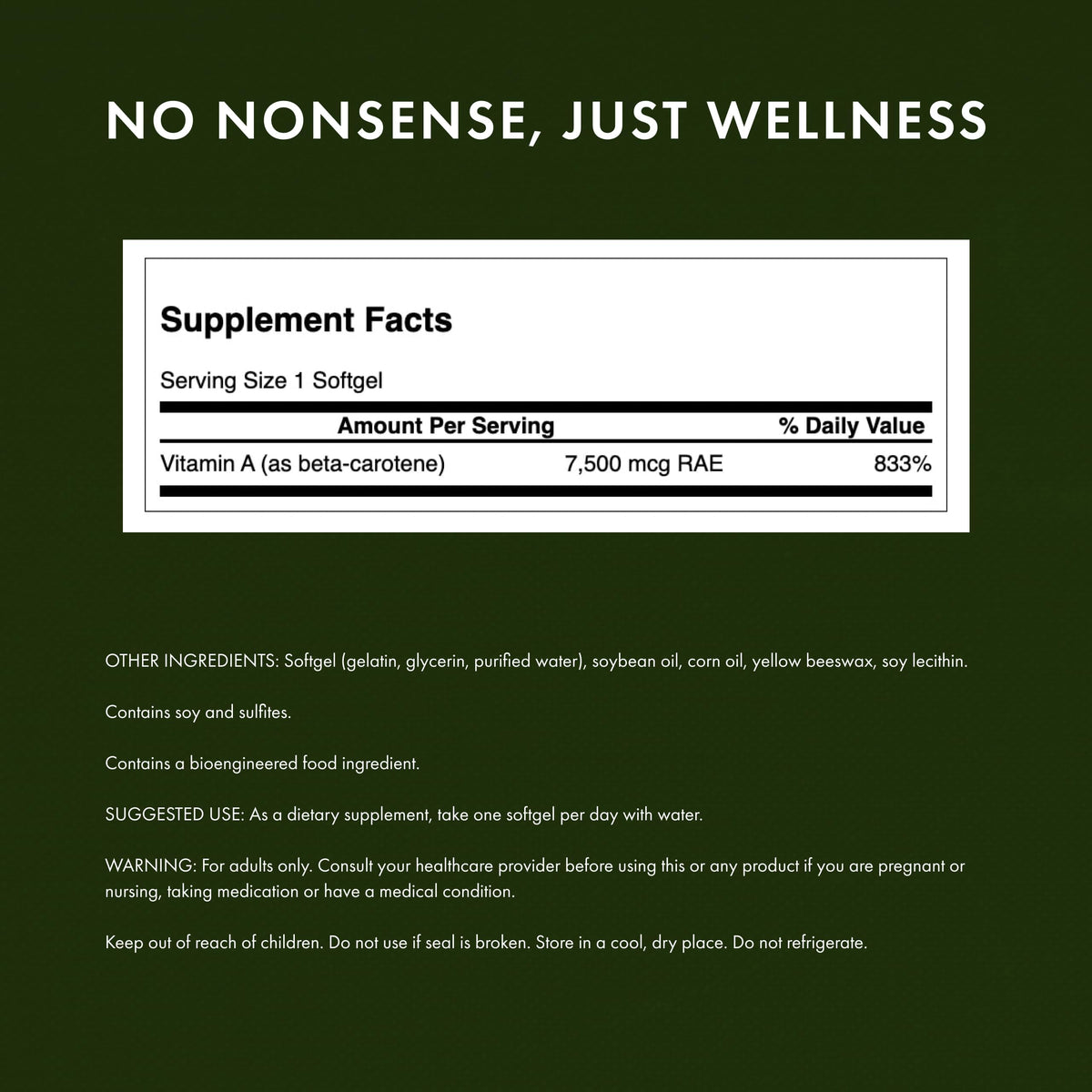Swanson Beta Carotene 100 softgels supplement packaging label