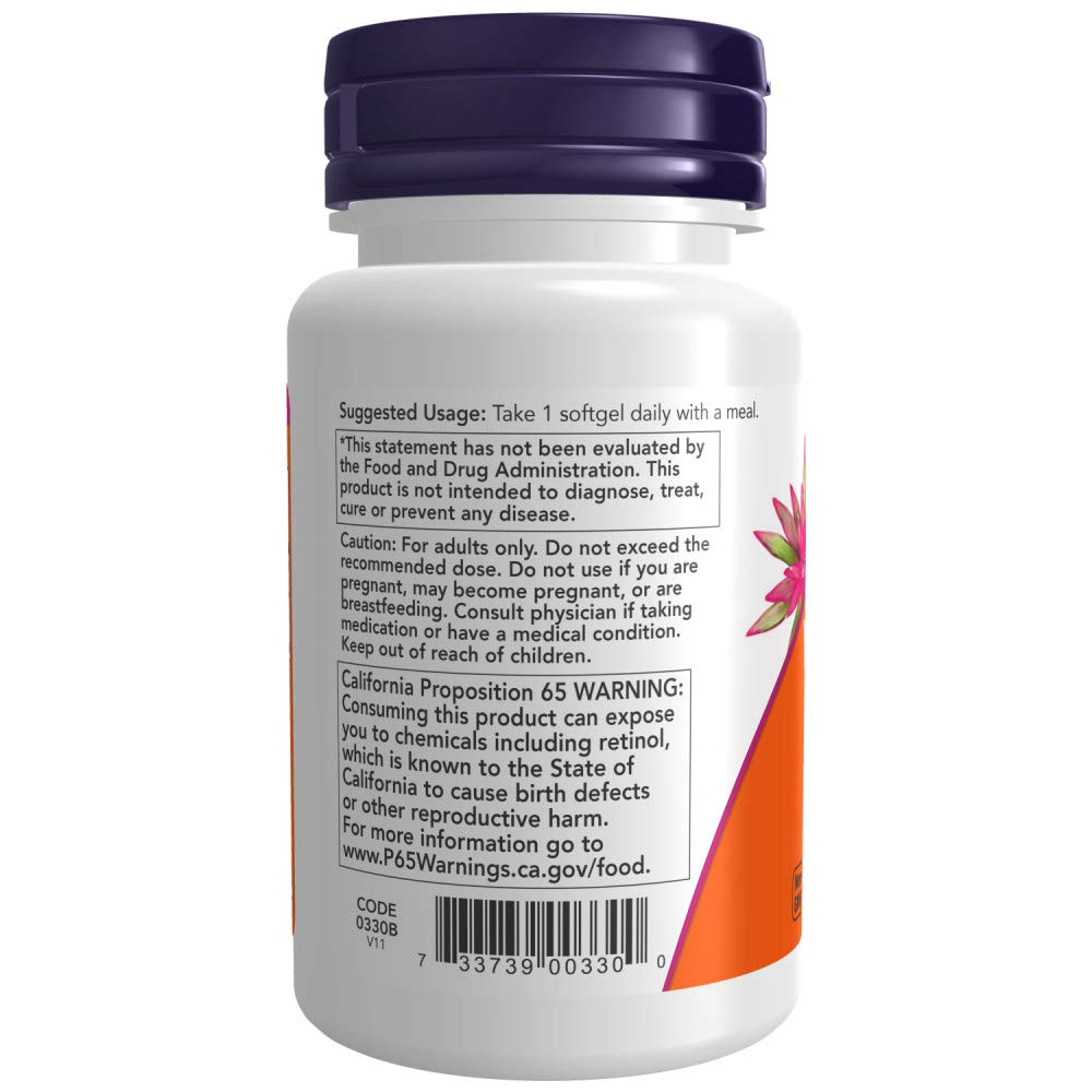 High potency Now Foods Vitamin A softgels for skin and health support