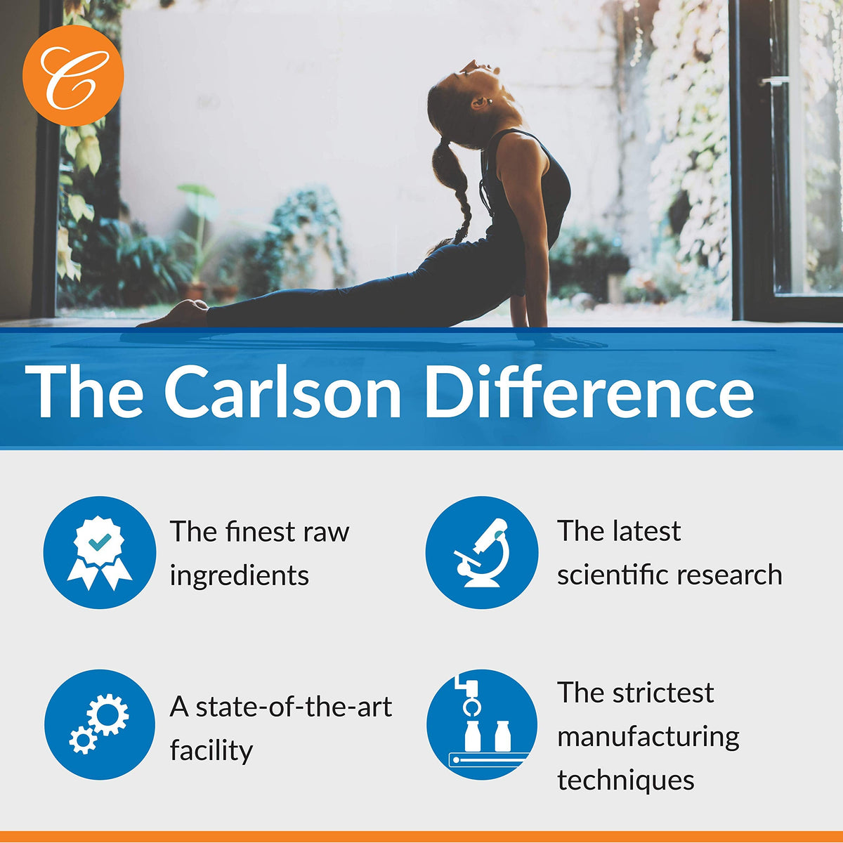 Carlson Vitamin A bottle with healthy skin and vision concept