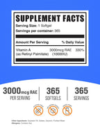 Close up of BulkSupplements Vitamin A 365 count bottle