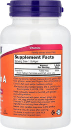 Authentic Now Foods Vitamin A supplement bottle label details