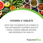 NaturesPlus natural Vitamin A supplement label details