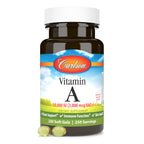 Close up of Carlson Vitamin A 3,000 mcg RAE bottle packaging