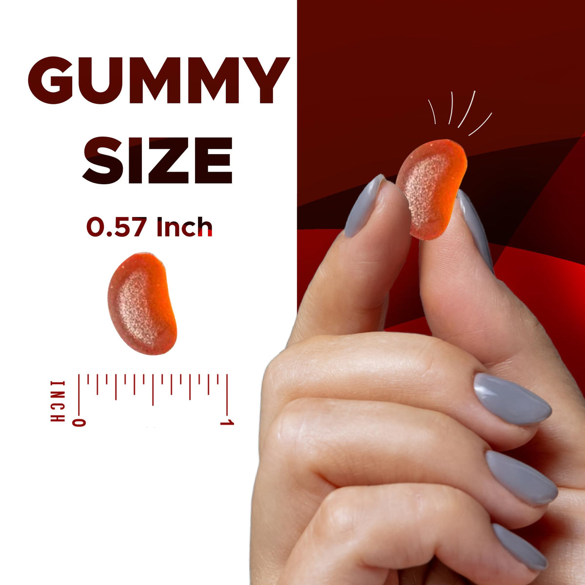 Close up of Vitamatic strawberry flavored vitamin A gummies
