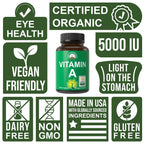 Back view of Peak Performance Vitamin A bottle with supplement facts