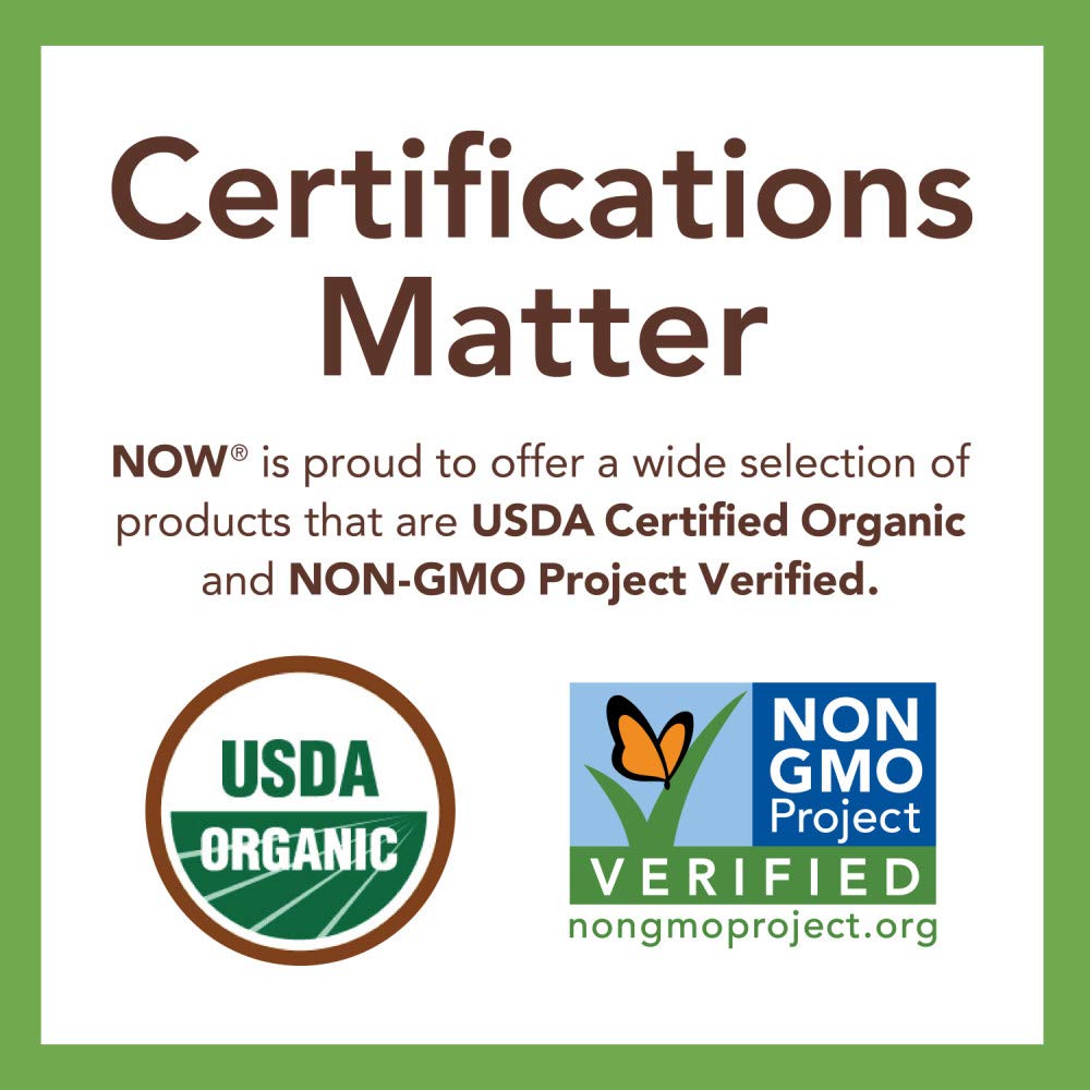 NOW Foods BetterStevia zero calorie sugar alternative organic certification logo view