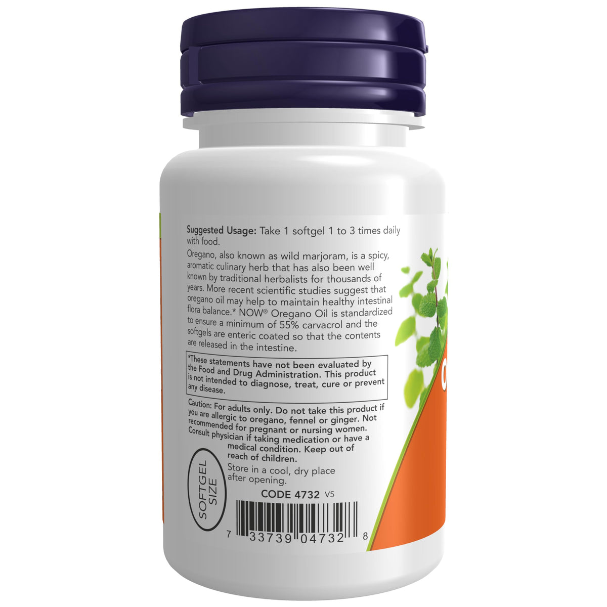 Enteric coated oregano oil capsules by NOW Foods with ginger and fennel