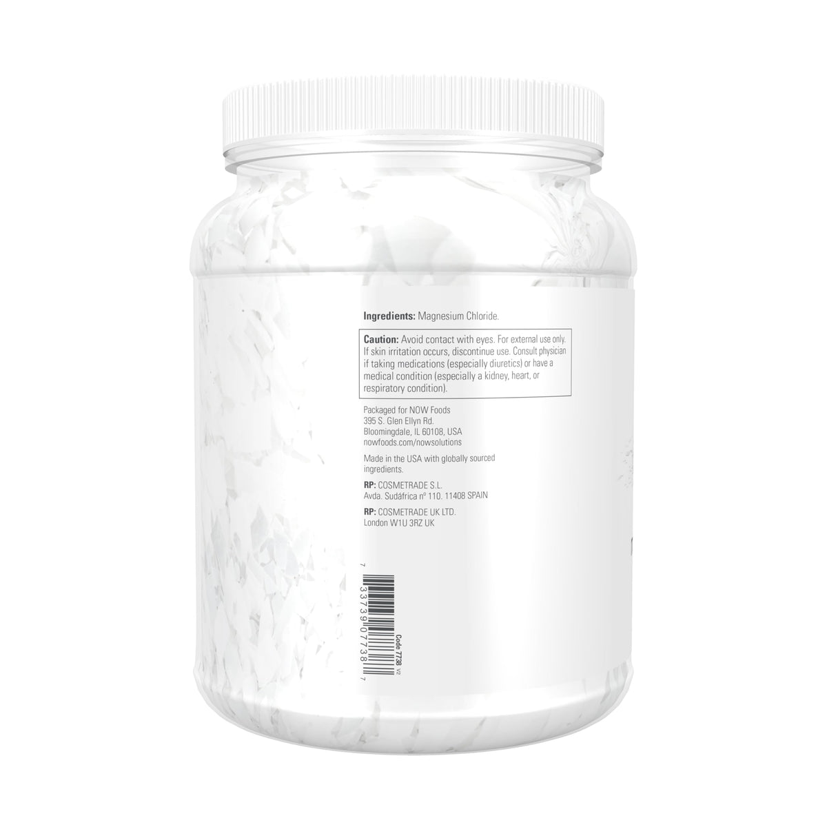 NOW Foods Solutions Magnesium Flakes 100 percent pure mineral crystals pour close up