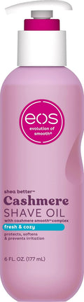 Eos Cashmere Shave Oil Fresh And Cozy front view pump bottle