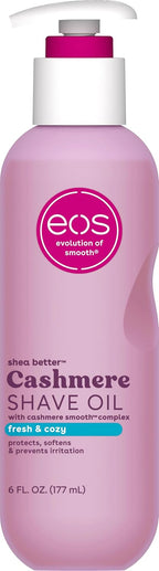 Eos Cashmere Shave Oil Fresh And Cozy front view pump bottle