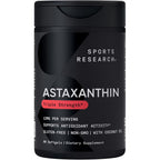 Sports Research Triple Strength Astaxanthin 12mg 60 softgels front view of the premium antioxidant supplement bottle.
