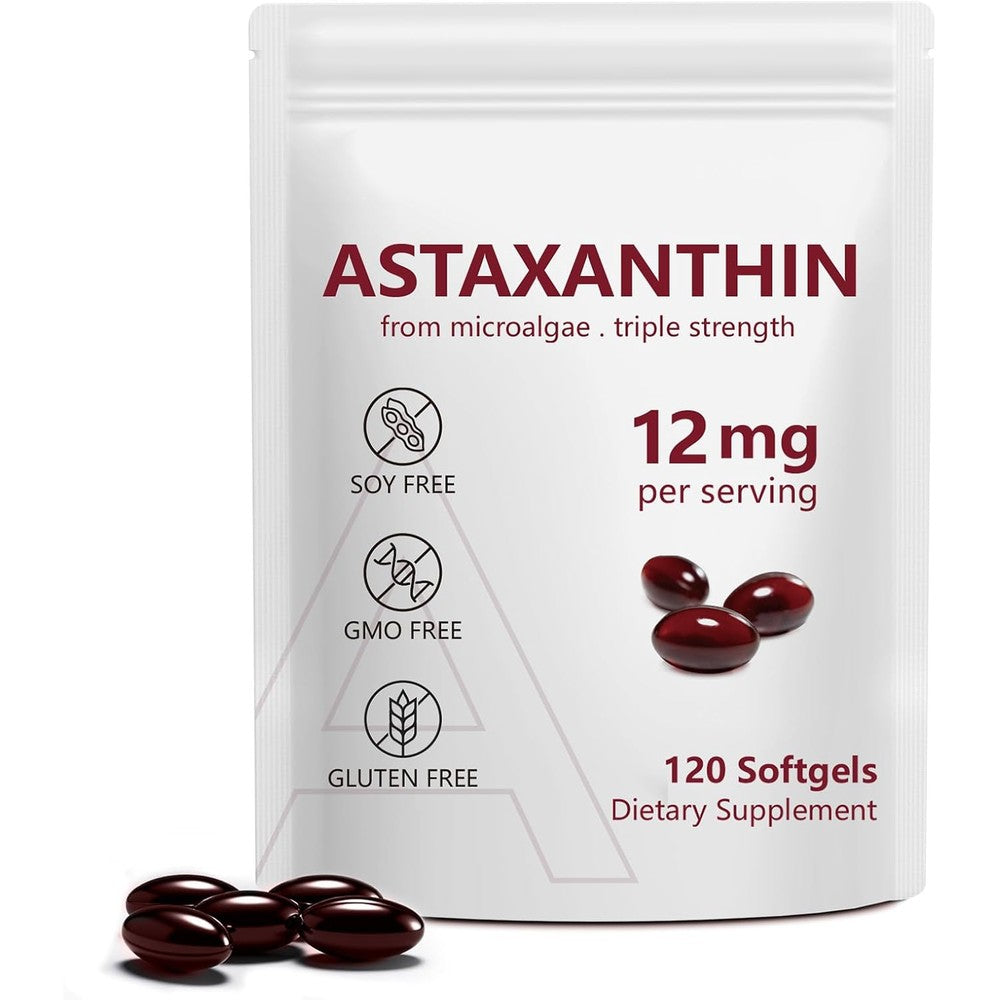NenMaoKeNu Astaxanthin 12mg 120 softgels front view premium antioxidant supplement bottle