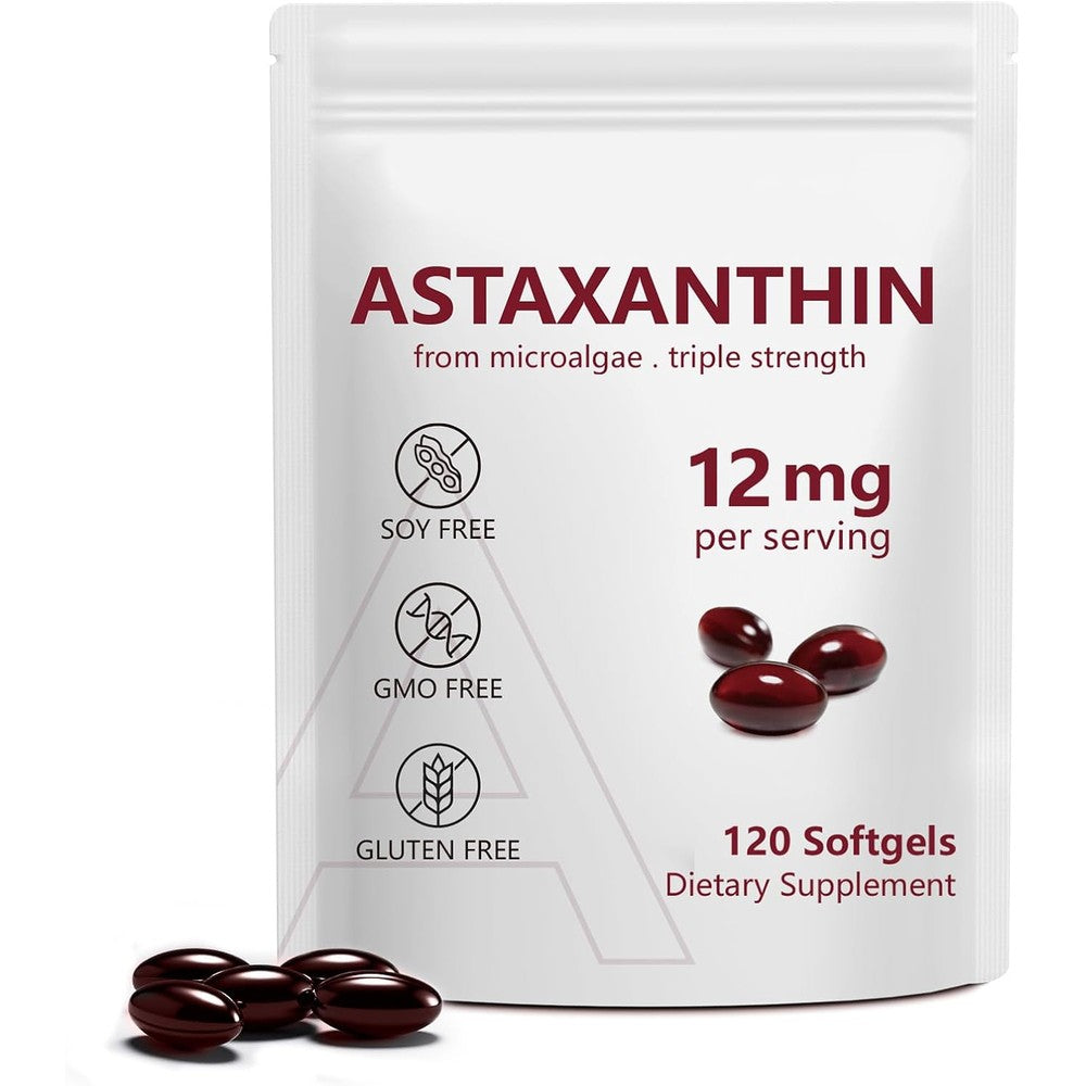 QYCOTXYR Astaxanthin twelve milligram front bottle view premium antioxidant supplements