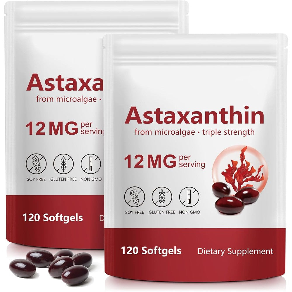 Vita-NuAge Nutrition Xaarty Astaxanthin 12mg front view of the two pack bottles packaging