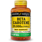 Mason Natural Vitamin A Beta Carotene 100 softgels bottle front view for vision support.
