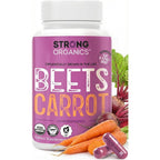 Strong Organics Beet Root and Carrot Juice Capsules front of bottle