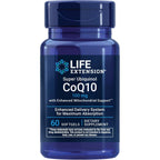 Life Extension Super Ubiquinol CoQ10 front view bottle showing 100 milligrams cellular energy supplement