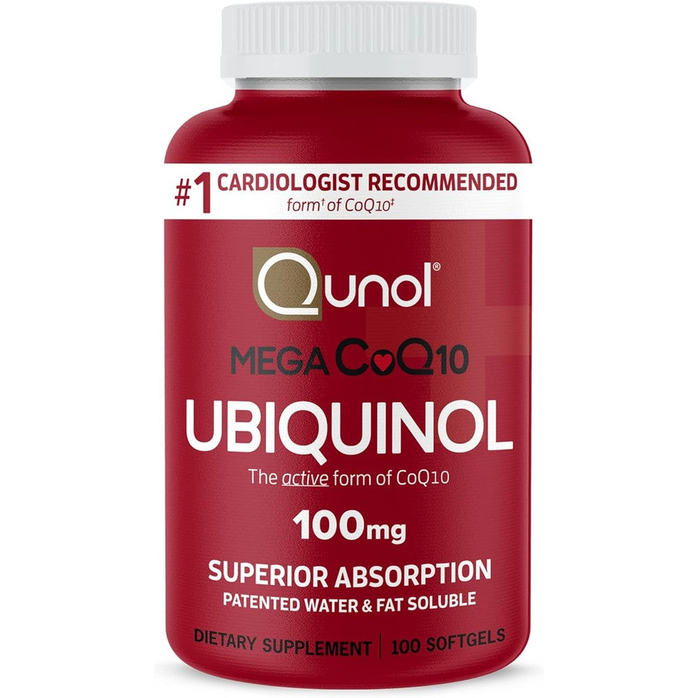 Qunol Mega Ubiquinol 100mg CoQ10 bottle front view