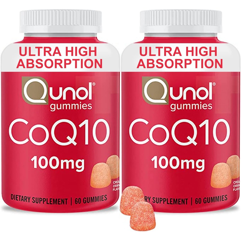 Qunol CoQ10 Gummies 100mg front view of the twin pack bottle for authentic heart health supplements in India