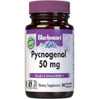 BlueBonnet Nutrition Pycnogenol 50 mg 30 vegetable capsules front view for vascular health