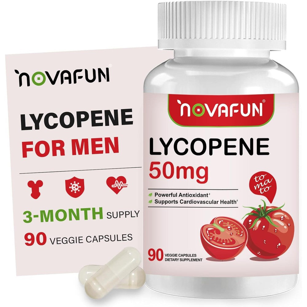 Novafun Lycopene 50mg supplements for men 90 veggie capsules front view