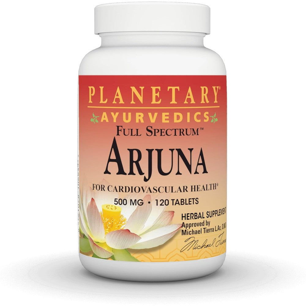 Planetary Herbals Arjuna 550mg 120 Tablets front view bottle for cardiovascular health