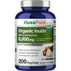 NusaPure Organic Inulin Capsules 200 count front label view prebiotic supplement