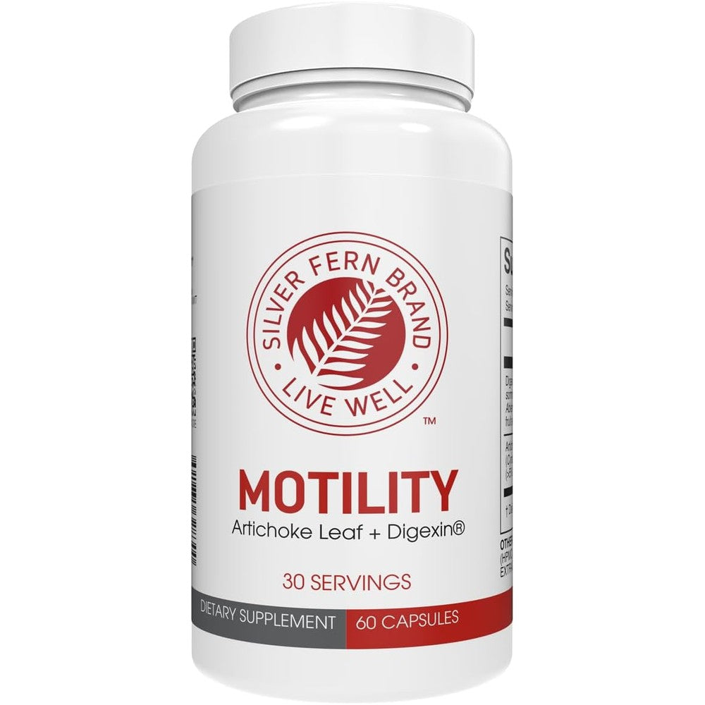 Silver Fern Motility 60 Capsules front view bottle for natural digestive health support