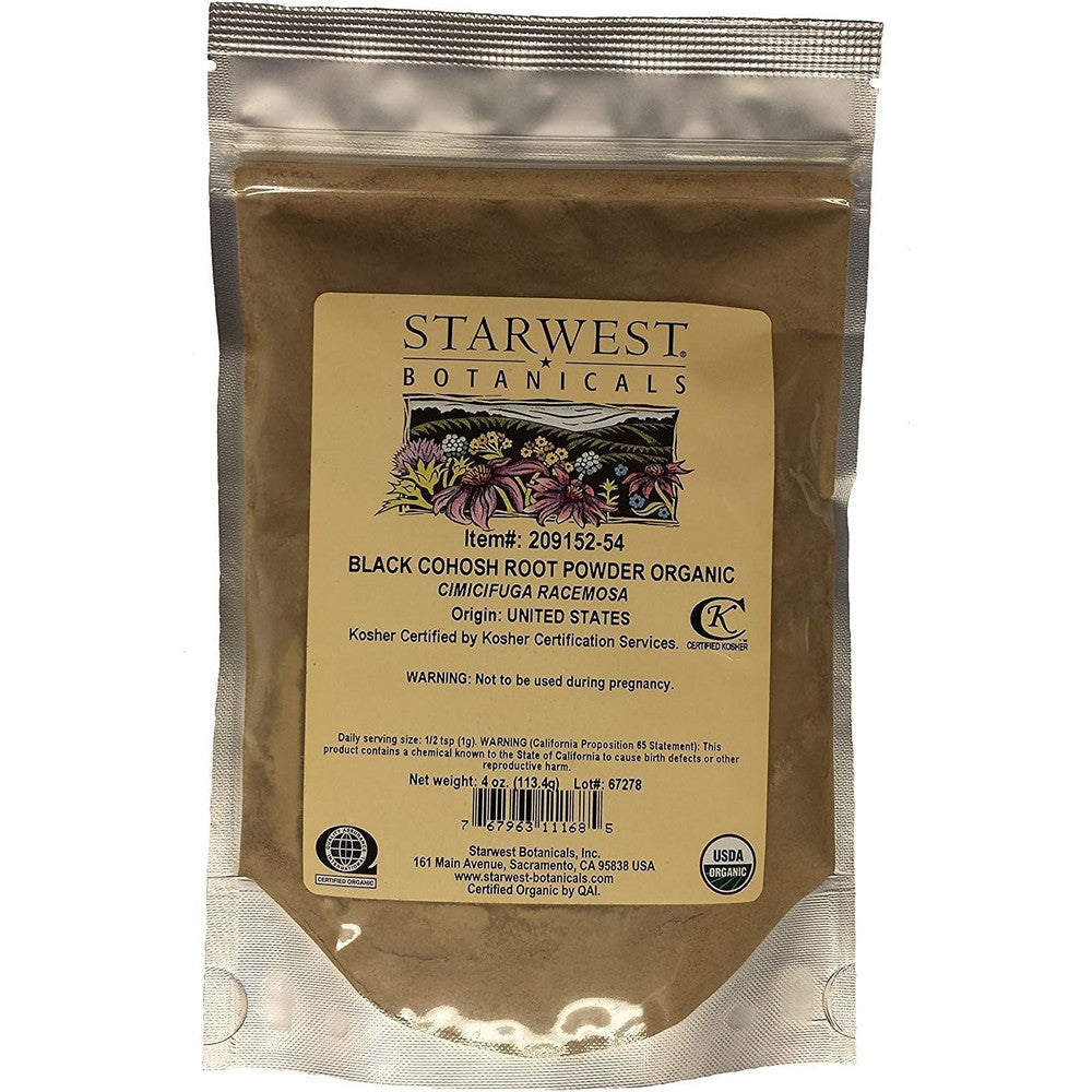 Starwest Botanicals Organic Black Cohosh Root Powder 4 Ounce front view