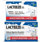 Lacteeze Extra Strength 4000 ALU Lactase Enzyme 120 Tablets front packaging with travel pill case for dairy digestive support.