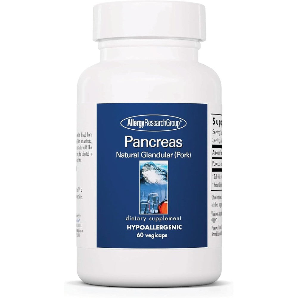 Allergy Research Group Pancreas Natural Glandular 60 capsules front view bottle