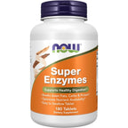 NOW Foods Super Enzymes 180 tablets front view bottle packaging for digestive support