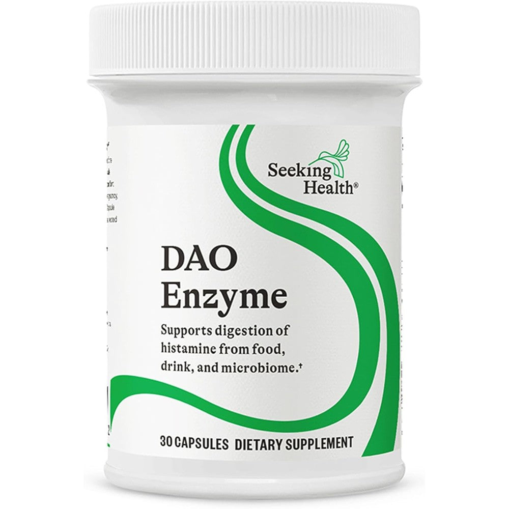 Seeking Health DAO Enzyme 30 capsules front packaging bottle view for histamine digestion support