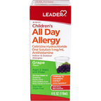Leader Children's 24 Hour Allergy Relief bottle front view pediatric antihistamine