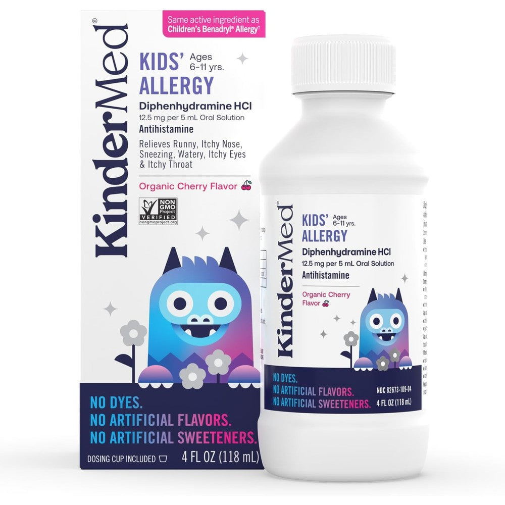 KinderMed Kids Allergy Medicine front view authentic USA imported antihistamine