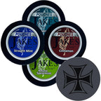 Jake's Mint Chew Minty Sampler Pouch front view of four cans.