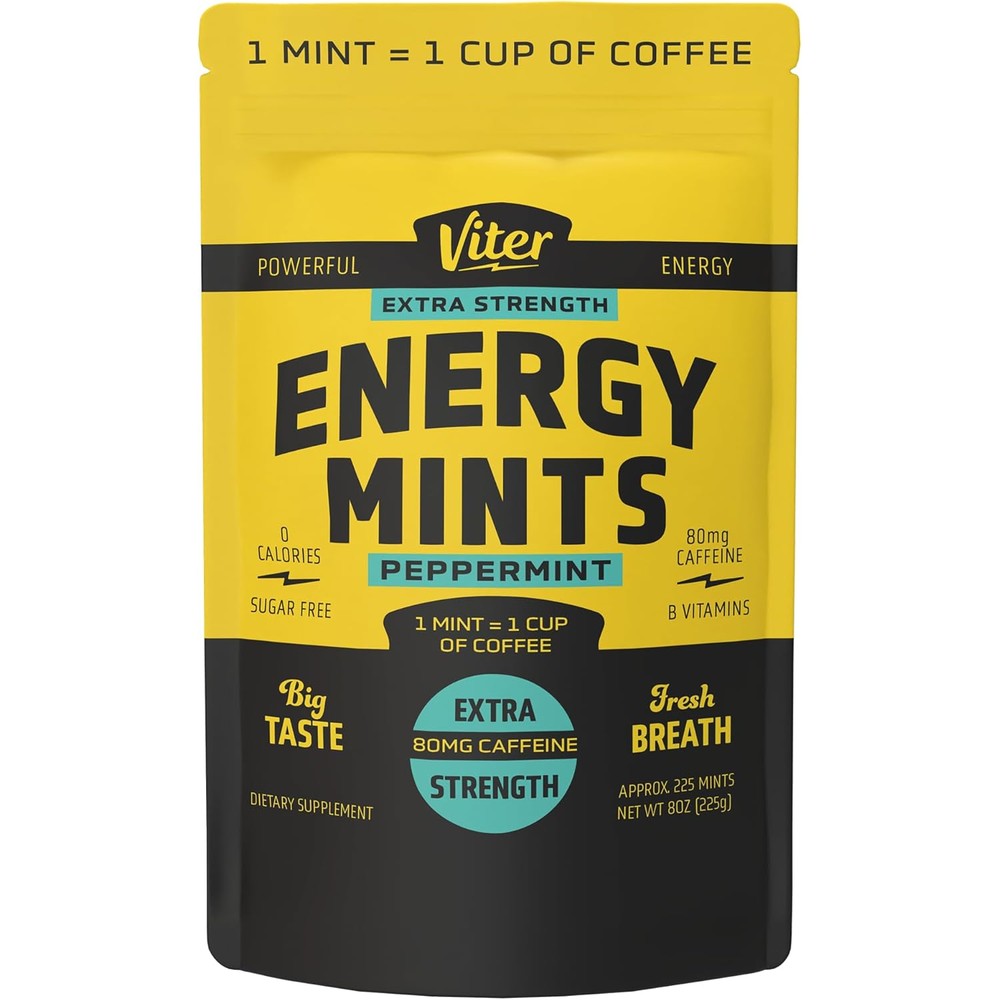 Viter Energy Extra Strength Caffeinated Mints 8 ounce bulk bag front view